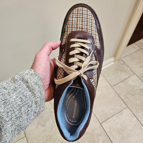 Rockport Men's Leather/Tweed Casual Shoes, Brown, Sz 13 - Picture 11 of 16